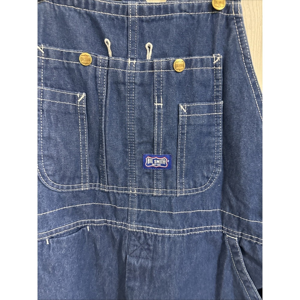 Big Smith Denim Bib Overalls Carpenter Workwear Jeans Blue Mens 38x28 Outdoor U1 - Picture 2 of 4